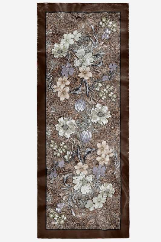 Barok Çiçek Desen Taş Soft Pamuk Şal - 4