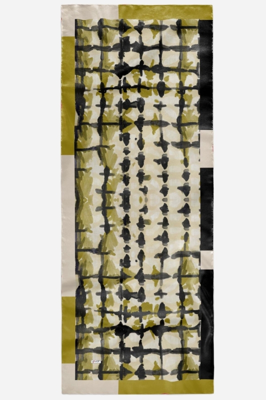 Batik Çizgi Desen Zeytuni Soft Pamuk Şal - 4