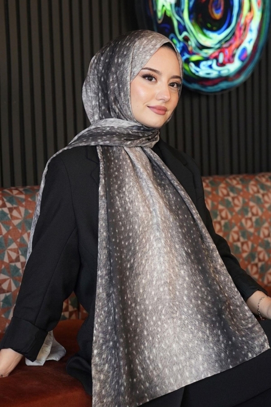 Ceylan Desen Antrasit Soft Pamuk Şal - Afvente