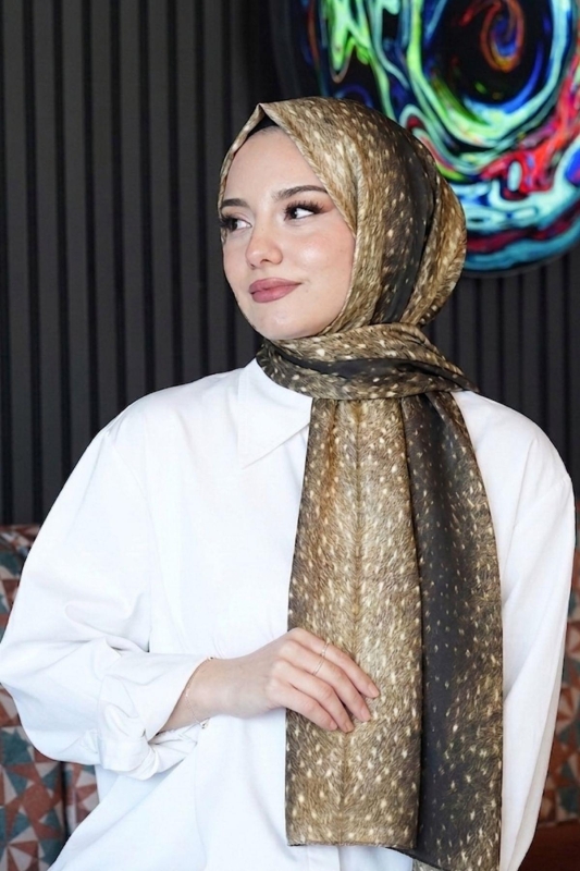 Ceylan Desen Gold Soft Pamuk Şal - 1