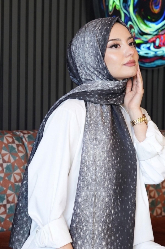 Ceylan Desen Lacivert Soft Pamuk Şal - 1