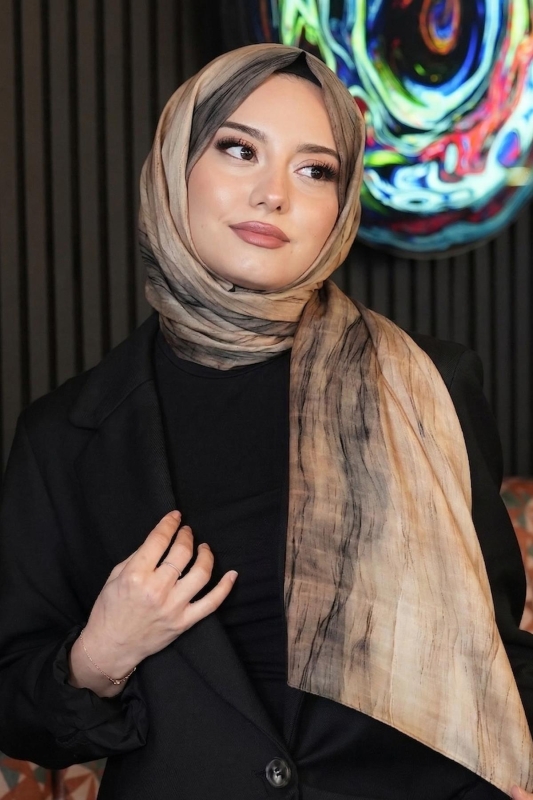 Degrade Bej Soft Pamuk Şal - AFVENTE