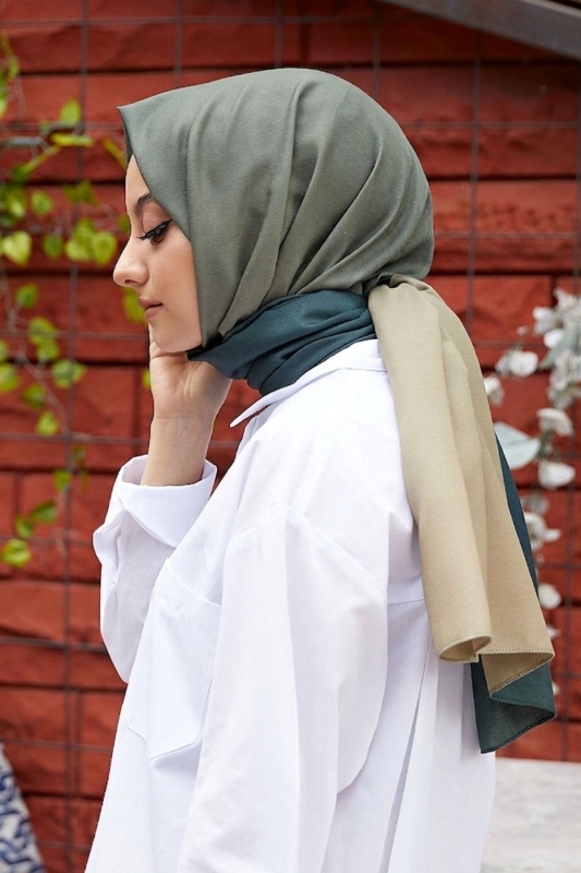 Degrade Desen Antrasit-Gold Soft Pamuk Şal - 1