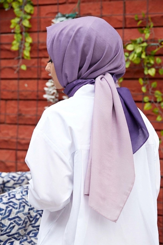 Degrade Desen Mor-Pudra Soft Pamuk Şal - 2