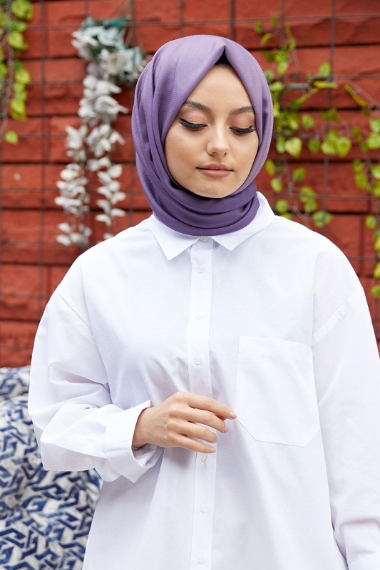 Degrade Desen Mor-Pudra Soft Pamuk Şal - 3