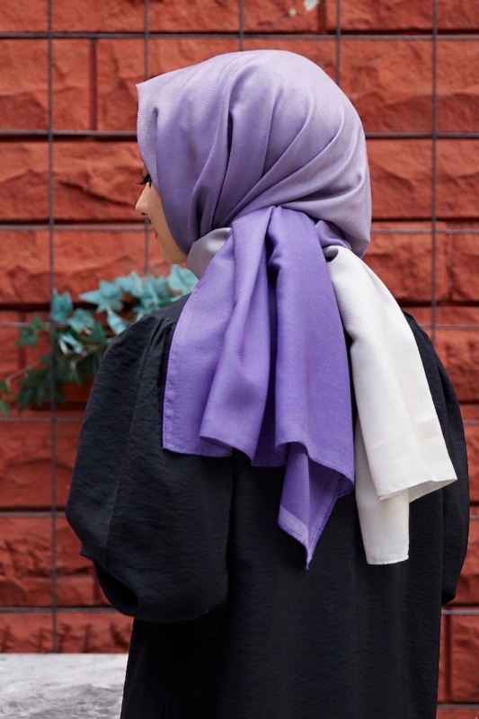 Degrade Desen Mor-Taş Soft Pamuk Şal - 2