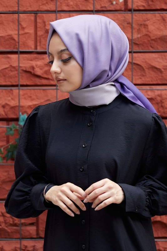 Degrade Desen Mor-Taş Soft Pamuk Şal - 3