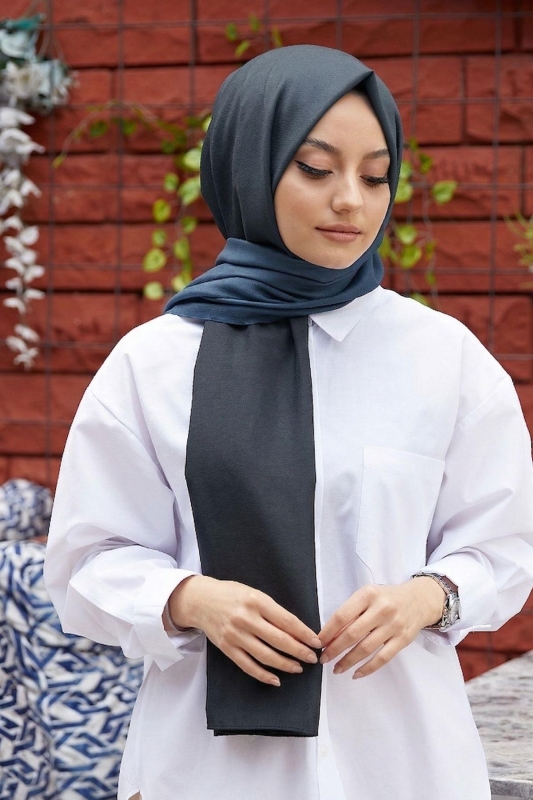 Degrade Desen Siyah-Füme Soft Pamuk Şal - 2