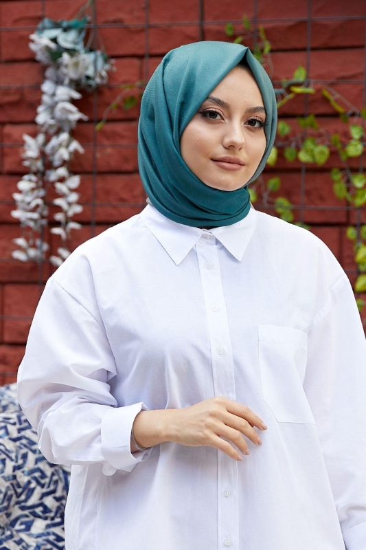 Degrade Desen Zümrüt-Sütlü Kahve Soft Pamuk Şal - 2