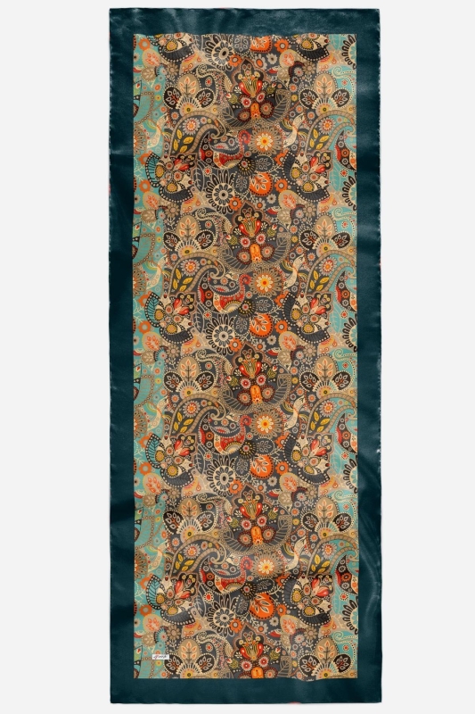 Etnik Çiçek Desen Yeşil Soft Pamuk Şal - 2