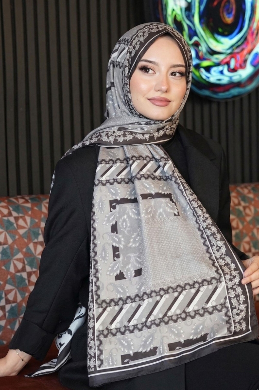 Etnik Desen Vizon Soft Pamuk Şal - Afvente