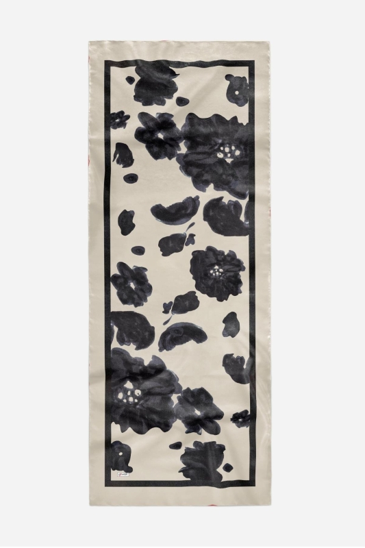 Gül Desen Fildişi Soft Pamuk Şal - 5