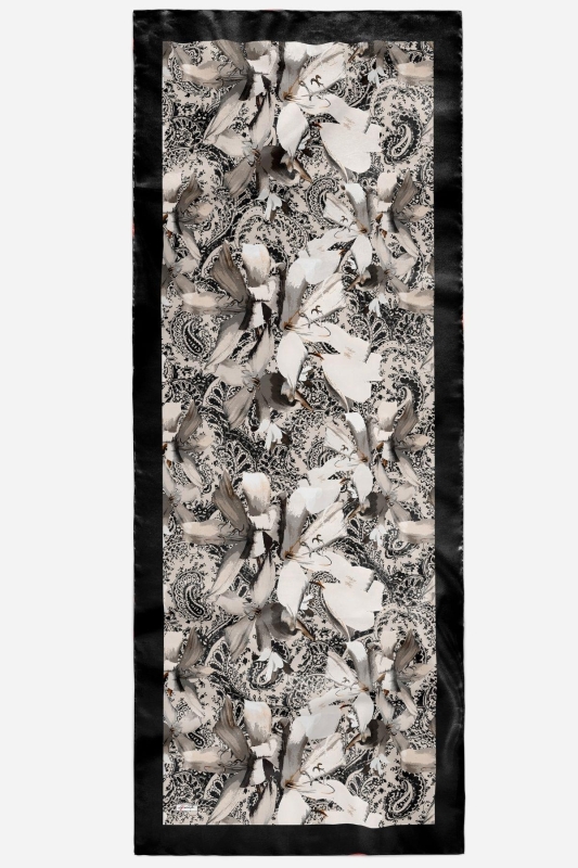 Karma Desen Siyah-Krem Soft Pamuk Şal - 2