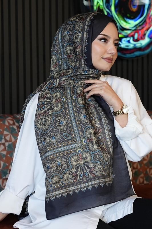 Klasik Desen Kahve Soft Pamuk Şal - 2