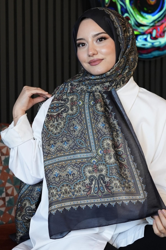 Klasik Desen Kahve Soft Pamuk Şal - 3