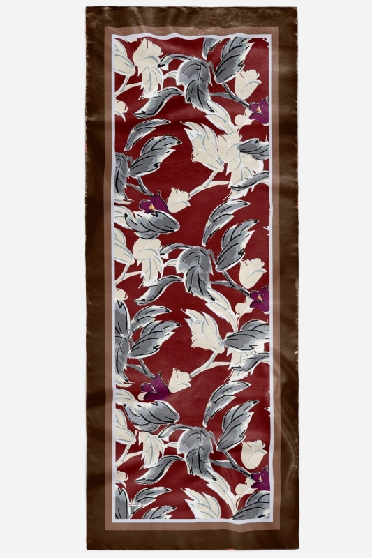 Lale Desen Bordo Soft Pamuk Şal - 4