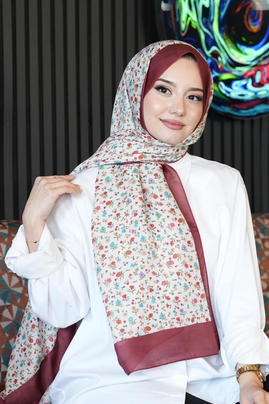 Mini Bahar Desen Nar Çiçeği Soft Pamuk Şal - Afvente