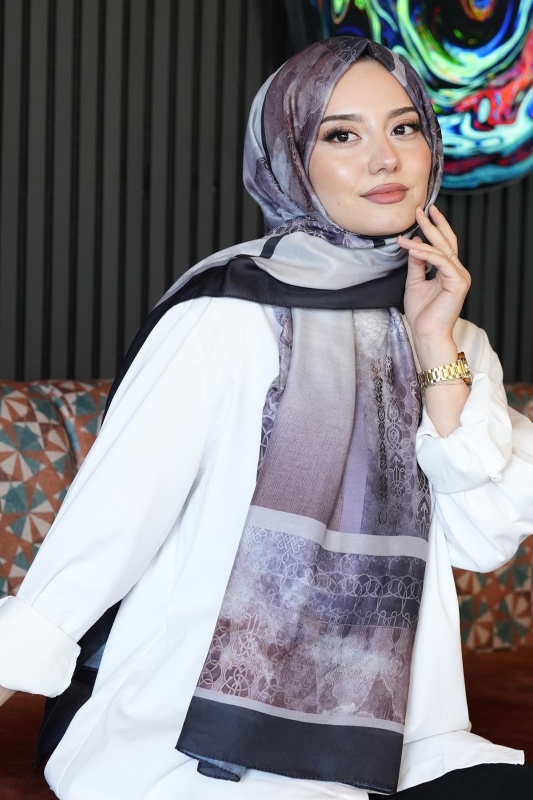 Mozaik Desen Gül Kurusu Soft Pamuk Şal - Afvente