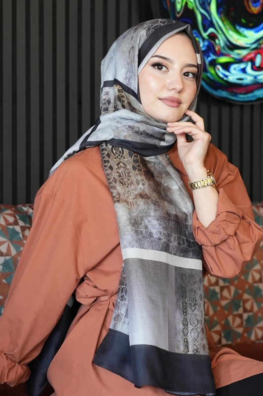 Mozaik Desen Vizon Soft Pamuk Şal - 2