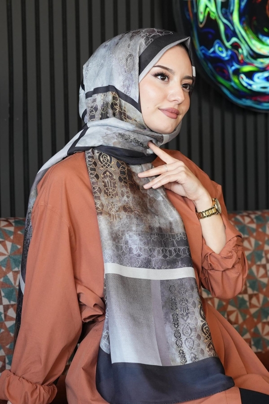 Mozaik Desen Vizon Soft Pamuk Şal - 3