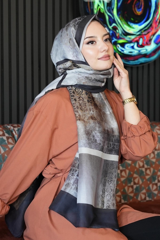 Mozaik Desen Vizon Soft Pamuk Şal - 4