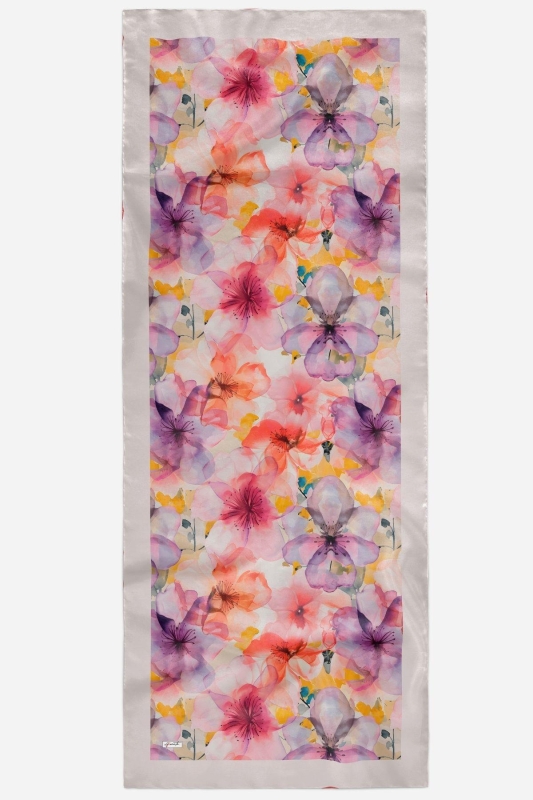 Orkide Desen Pudra Soft Pamuk Şal - 5