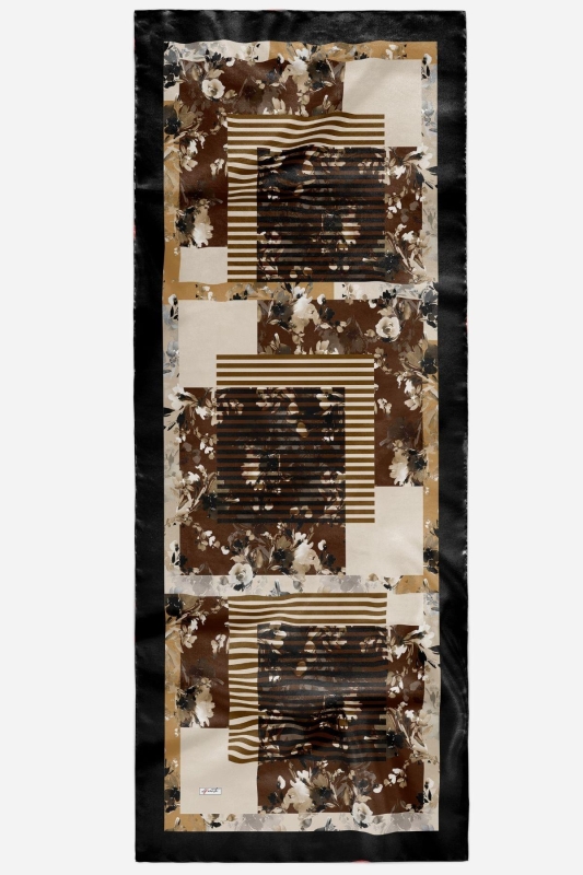 Retro Çiçek Desen Bej Soft Pamuk Şal - 4