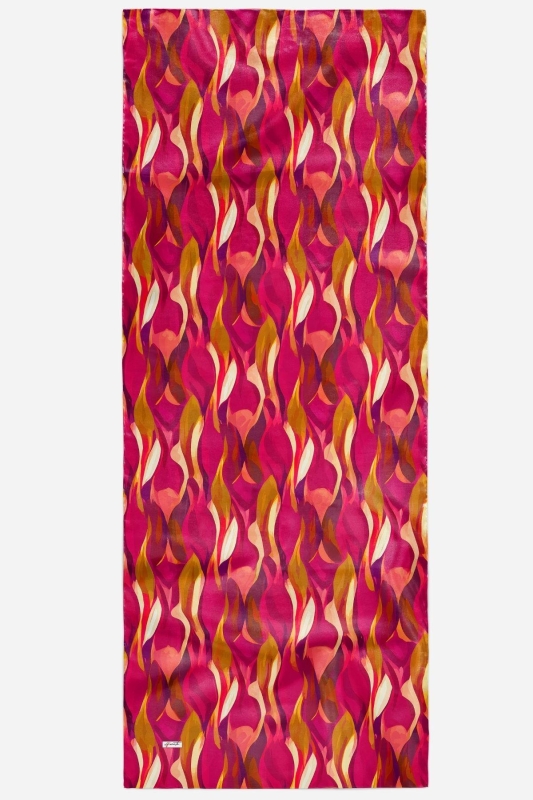 Soyut Yaprak Desen Hardal Soft Pamuk Şal - 2