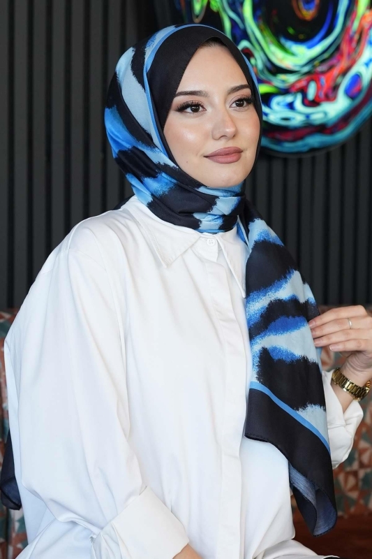 Zebra Desen Siyah Soft Pamuk Şal - 1