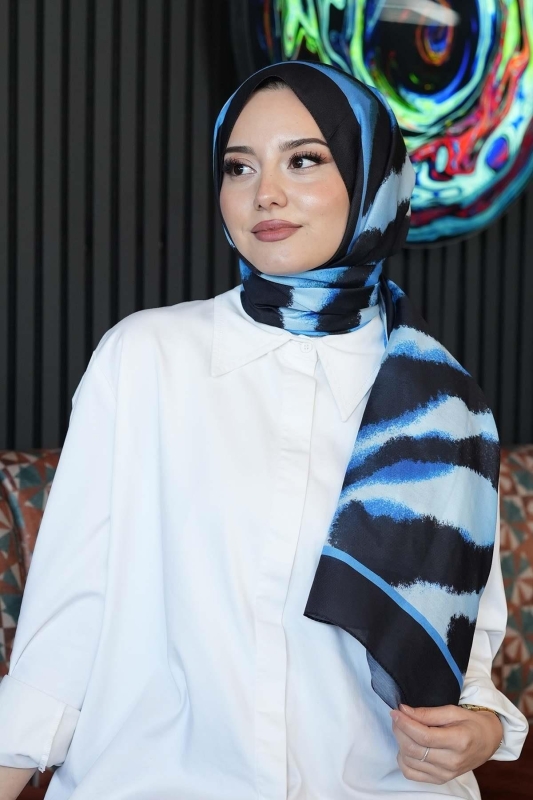 Zebra Desen Siyah Soft Pamuk Şal - 2