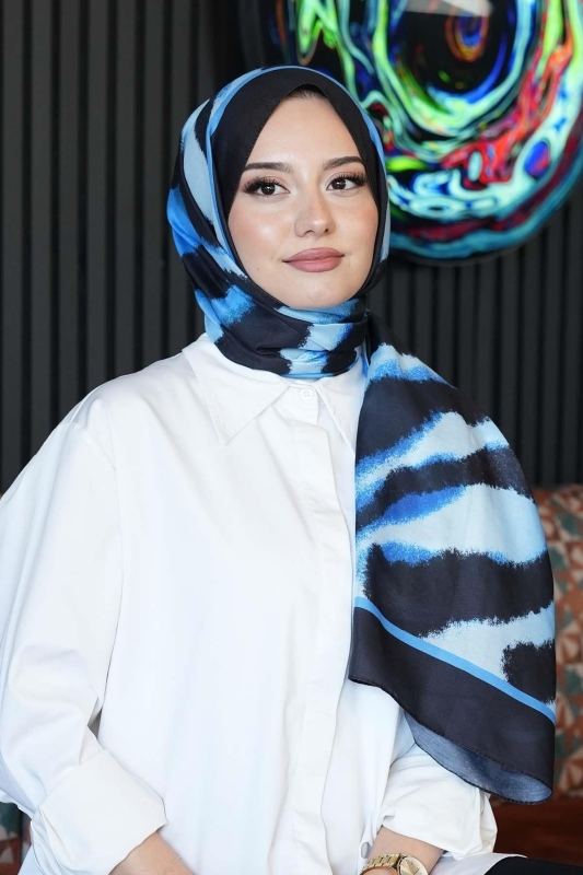 Zebra Desen Siyah Soft Pamuk Şal - 3