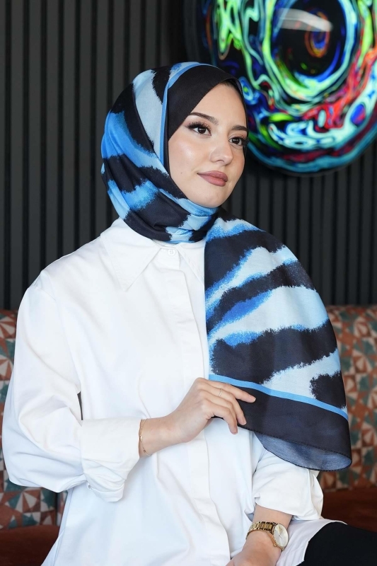 Zebra Desen Siyah Soft Pamuk Şal - 5