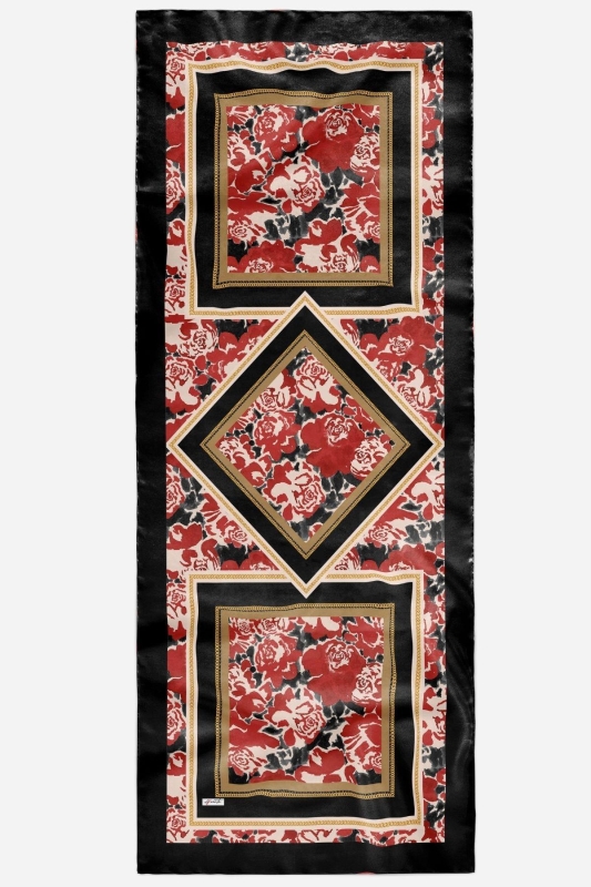 Zincir Gül Desen Fuşya Soft Pamuk Şal - 4