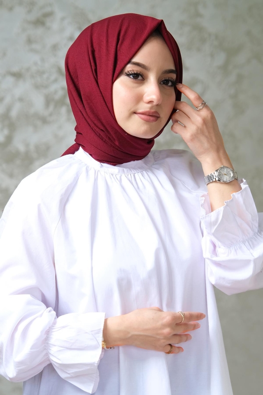 Afvente Pamuk Cazz Şal Bordo - 3